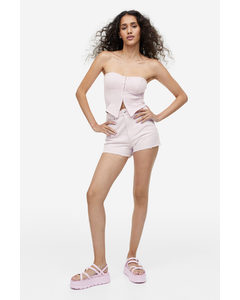 High-waisted Twill Shorts Light Pink
