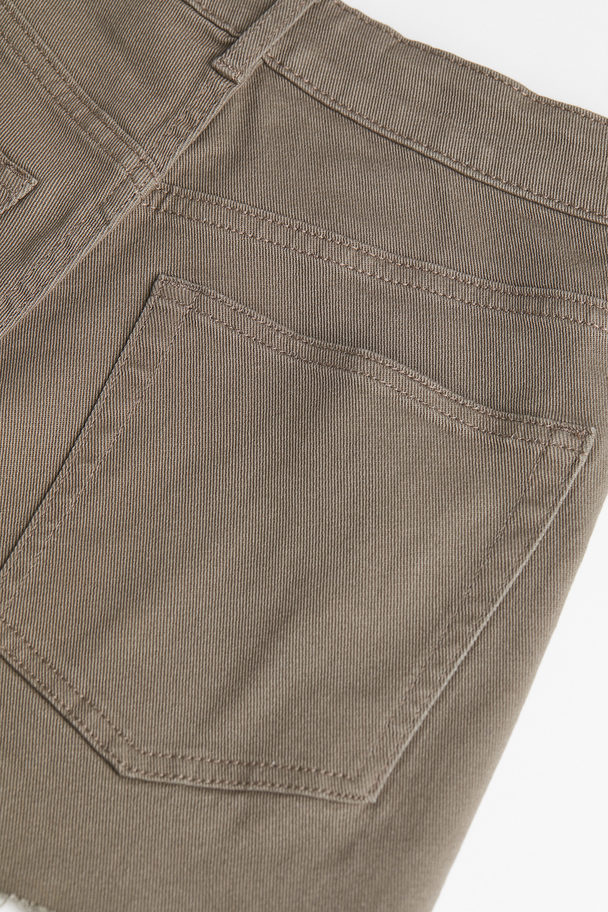 H&M High-waisted Twill Shorts Dark Greige
