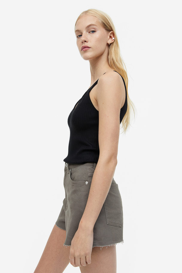 H&M High-waisted Twill Shorts Dark Greige