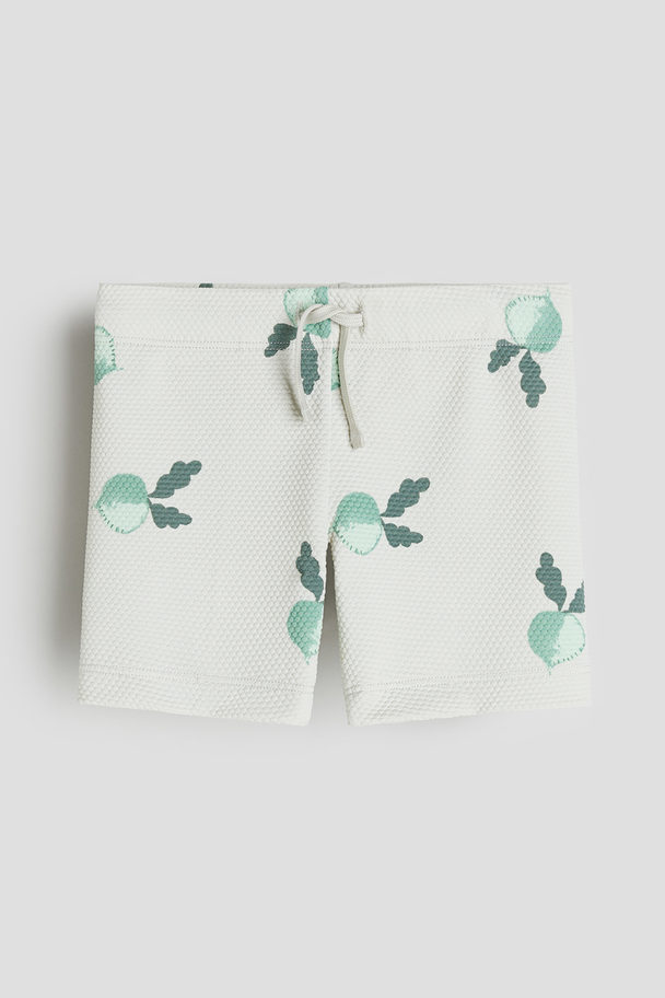 H&M Textured Swimming Trunks Light Dusty Green/beetroot