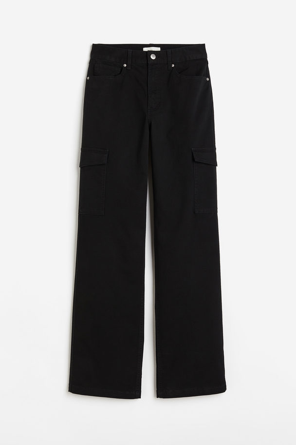 H&M Cotton Cargo Trousers Black