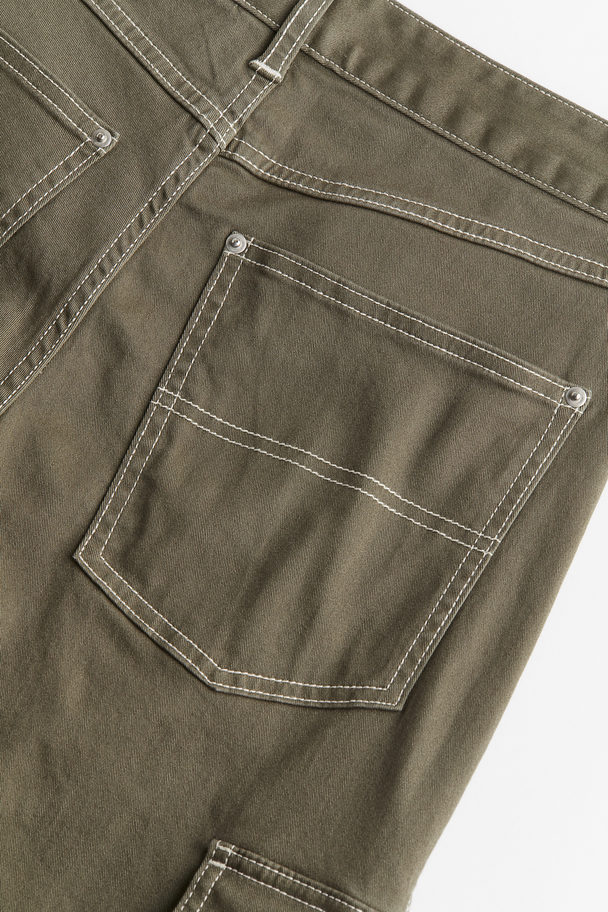 H&M Cotton Cargo Trousers Khaki Green