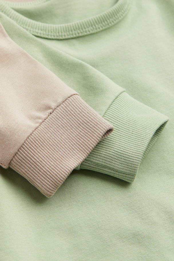 H&M 2-pack Cotton Pyjamas Light Green/light Greige