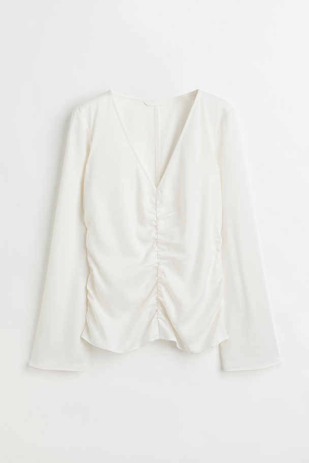 H&M Bluse mit Raffung Weiß
