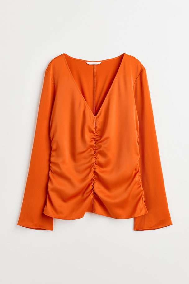 H&M Bluse Med Rynker Orange