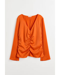 Bluse mit Raffung Orange