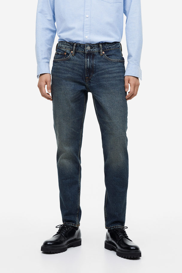 H&M Tapered Regular Jeans Dark Denim Blue