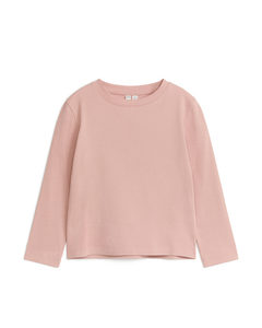Ribbed Long-sleeve T-shirt Beige