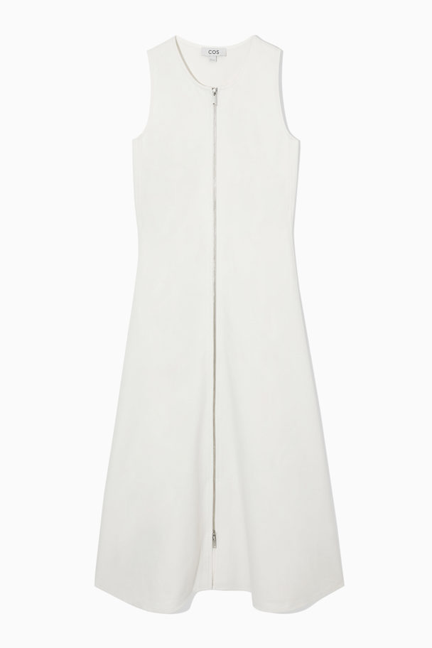 COS Flared Zip-up Midi Dress White