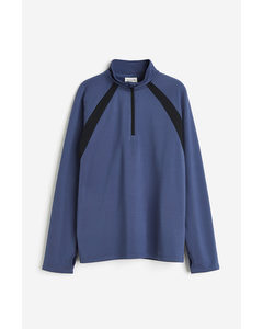 Warm Zip-top Sports Top Dark Blue/block-coloured