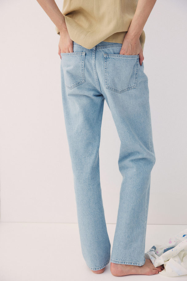 H&M Straight High Jeans Helles Denimblau