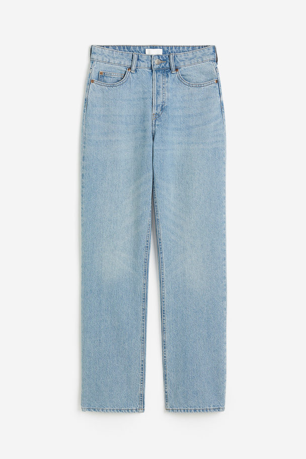 H&M Straight High Jeans Licht Denimblauw