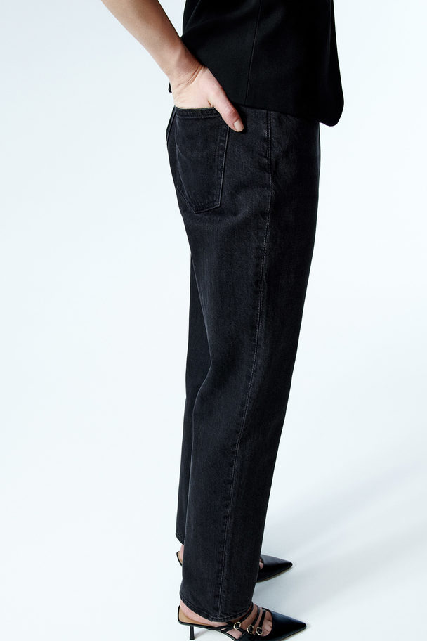 H&M Straight High Jeans Schwarz/Washed out