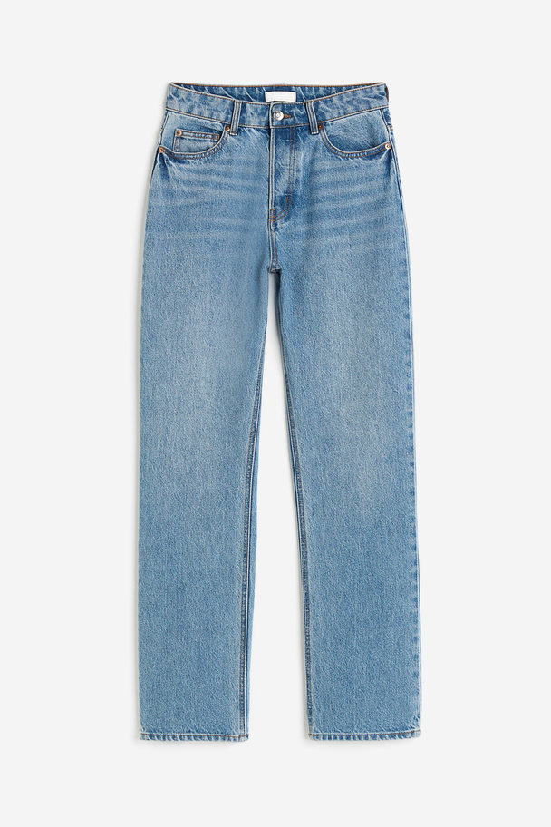 H&M Straight High Jeans Licht Denimblauw