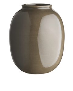 Glasierte Vase, 22  cm Taupe