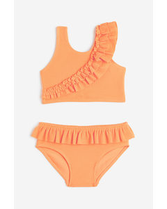 Bikini Med Flæser Orange