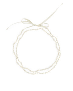 Pearl Satin Ribbon Necklace White