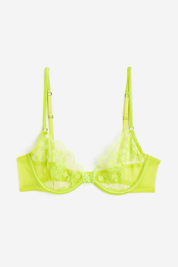 H&M Non-padded Underwired Lace Bra Yellow