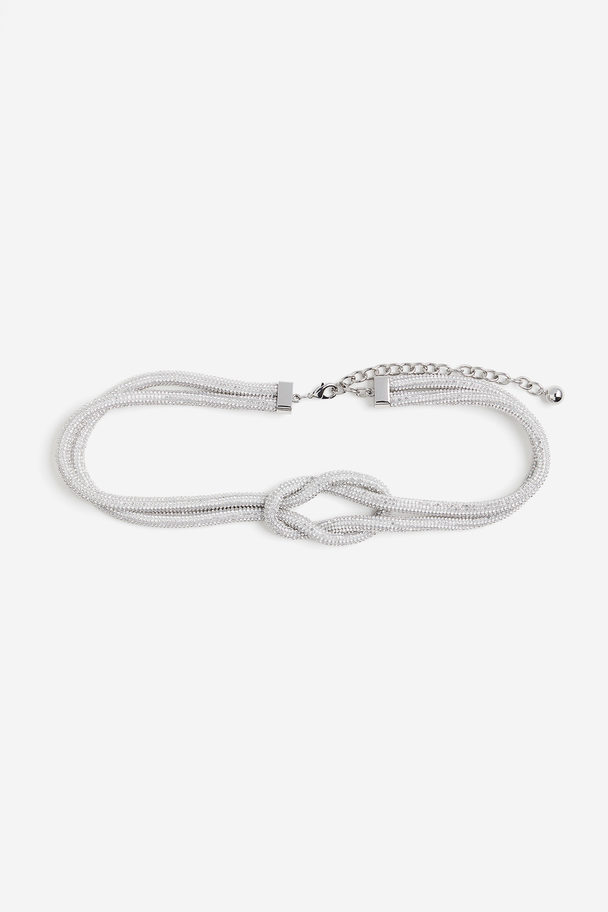 H&M Rhinestone-covered Waist Belt Silver-coloured