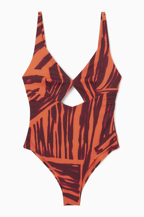 COS Cutout Scuba Swimsuit Brown / Orange / Pink