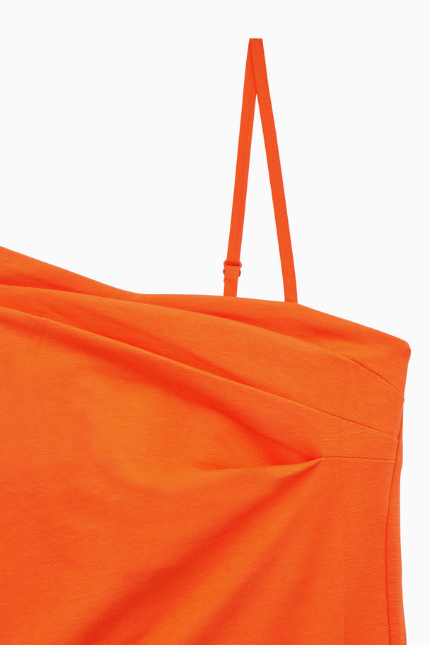 COS Asymmetric Draped Mini Dress Orange
