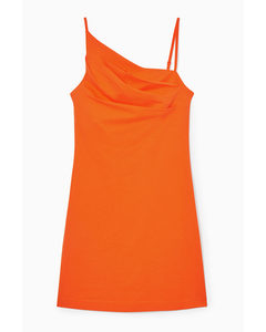 Asymmetric Draped Mini Dress Orange
