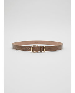 Croco Leather Belt Brown