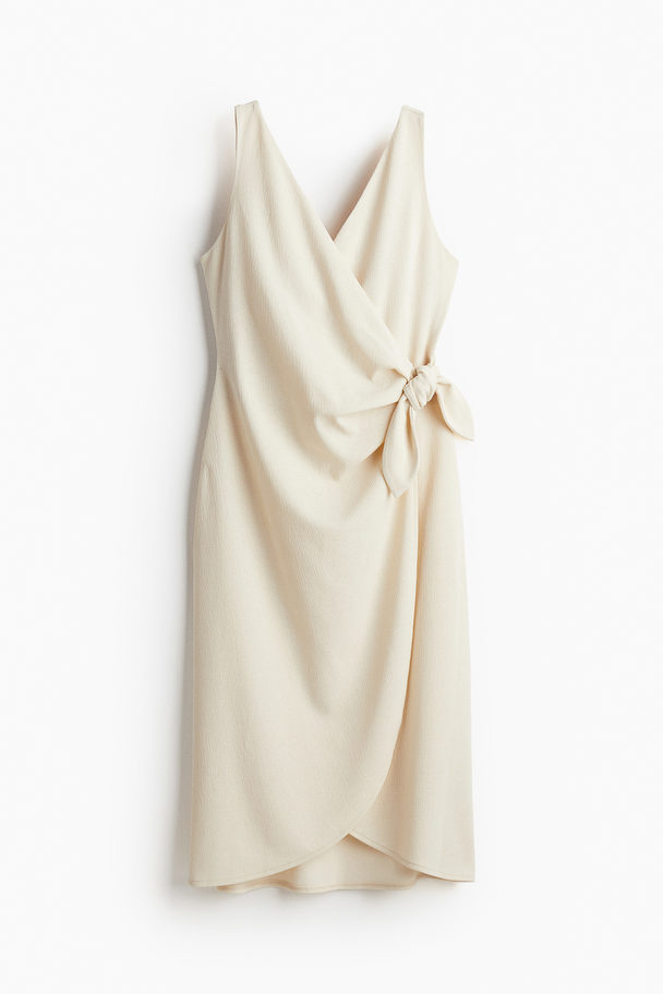 H&M Textured Wrap Dress Light Beige