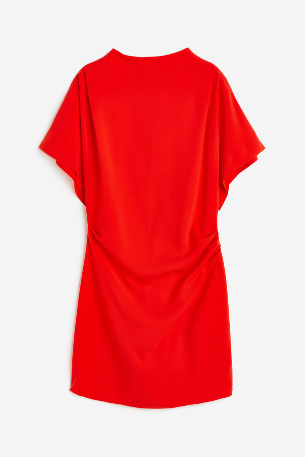H&M Gathered Crêpe Dress Red