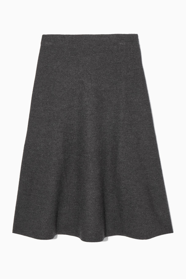 COS Flared Merino Wool Midi Skirt Dark Grey