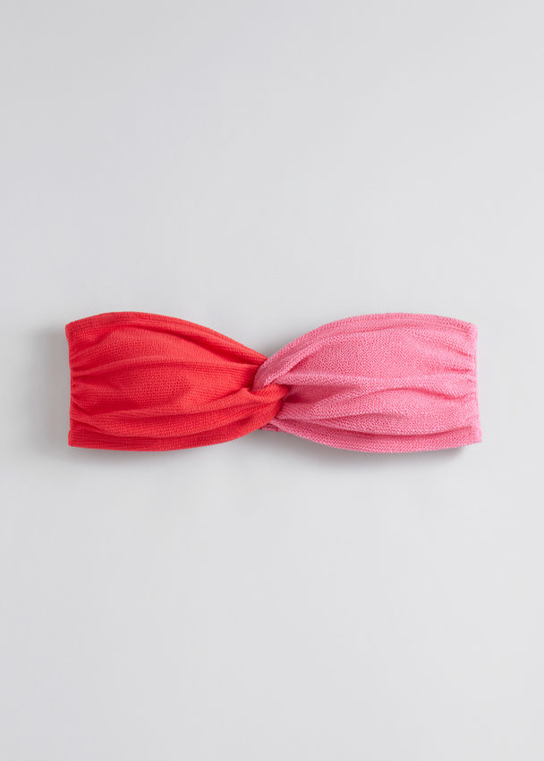 & Other Stories Zweifarbiges Bandeau-Bikinioberteil Pink/Rot