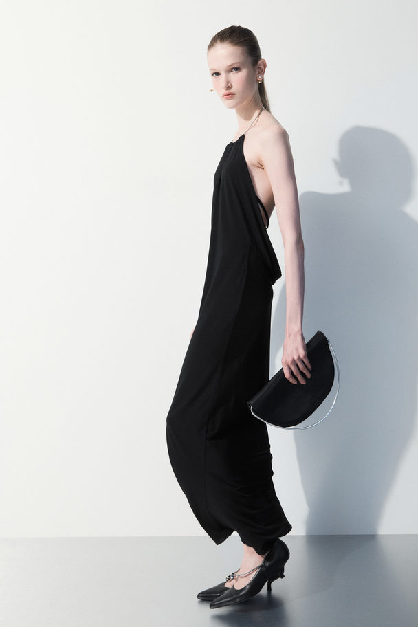 COS The Open-back Necklace Dress Black