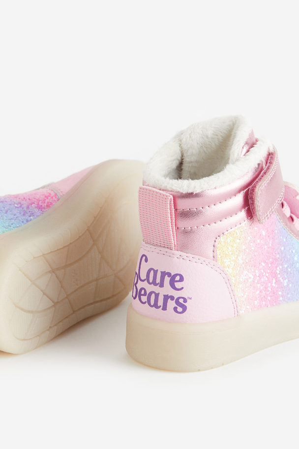 H&M Warm-lined Flashing Hi-top Trainers Pink/care Bears
