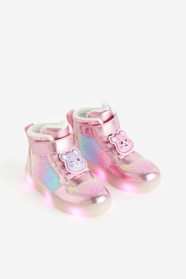 H&M Warmgevoerde Hoge Sneakers Met Ledlichtjes Roze/care Bears