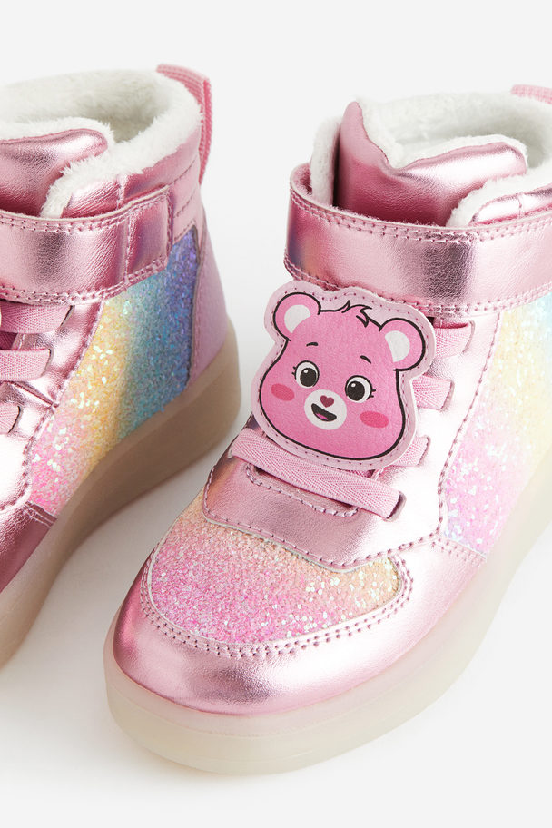 H&M Warm-lined Flashing Hi-top Trainers Pink/care Bears