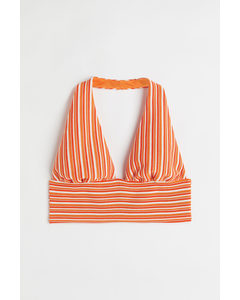 H&m+ Halterneck Top Orange/striped