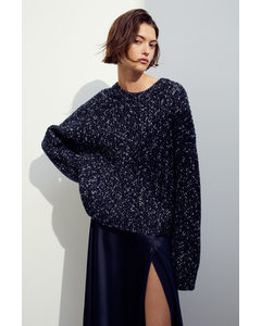 Oversize-Pullover aus Wollmix Schwarzmeliert
