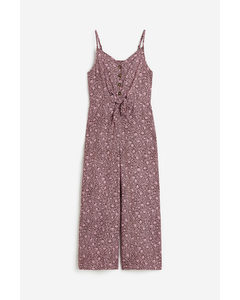 Viscose Jumpsuit Met Strikdetail Lichtroze/bloemen