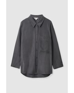 Longline Silk Shirt Dark Grey