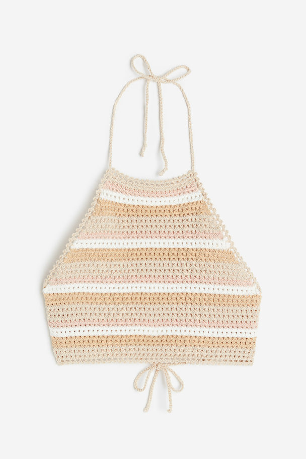 Roxy Daydreamer Cropped Knit Halter Top Beige