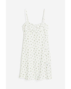 Crinkled Jersey Dress White/floral