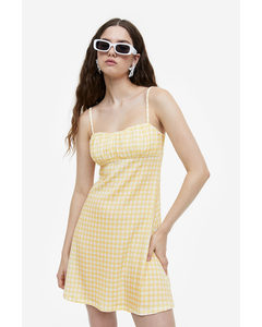 Crinkled Jersey Dress Light Yellow/checked