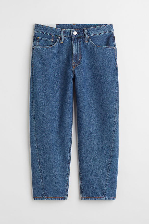 H&M Loose Cropped Jeans Dark Denim Blue