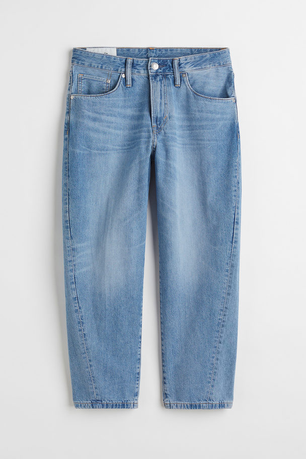 H&M Loose Cropped Jeans Denim Blue