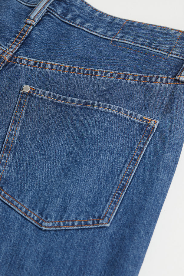 H&M Loose Cropped Jeans Mörk Denimblå