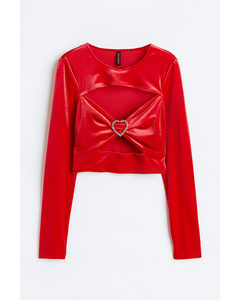 Cut-out Velour Top Red