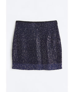 Sequined Skirt Dark Blue