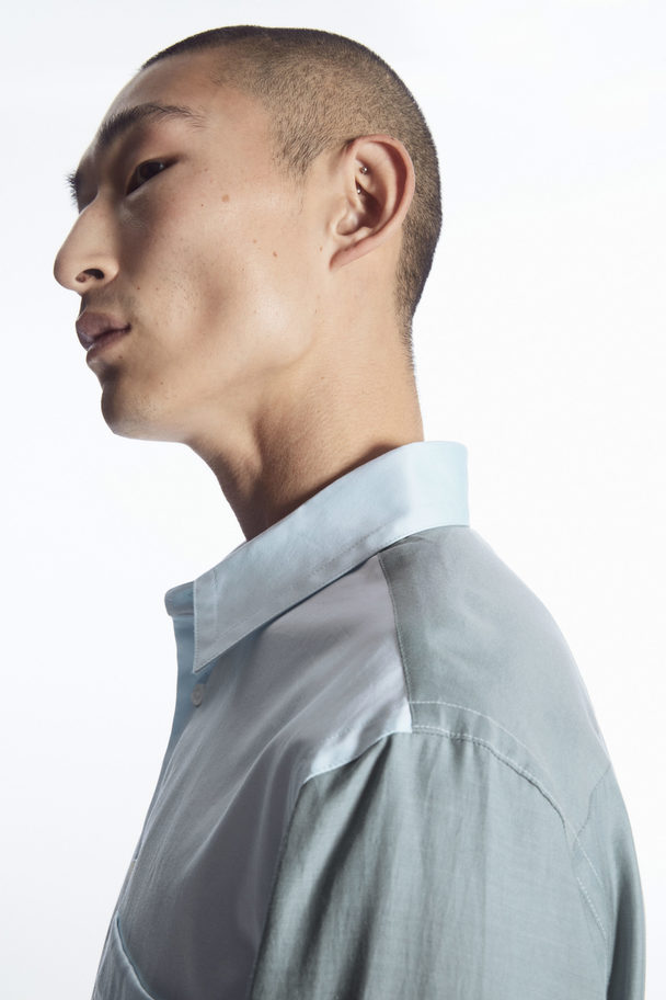 COS Colour-block Tailored Shirt - Relaxed Light Blue / Teal