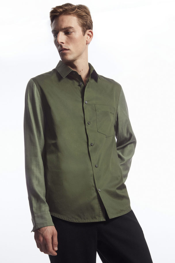 COS Colour-block Tailored Shirt - Relaxed Khaki / Green