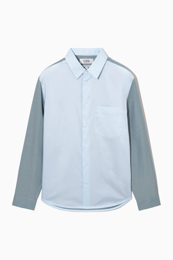 COS Colour-block Tailored Shirt - Relaxed Light Blue / Teal